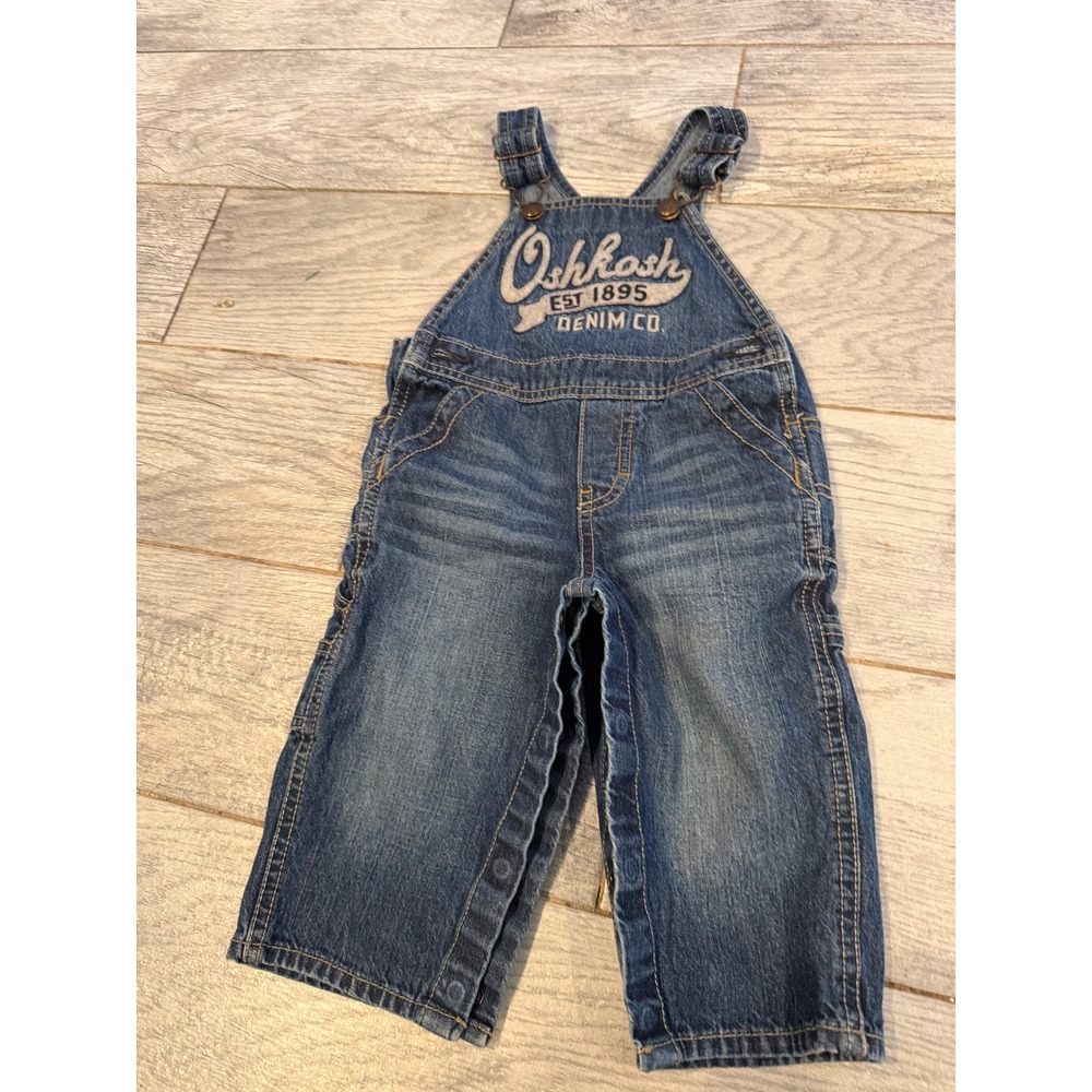 Oshkosh B'gosh 12 Months Baby Denim‎ Overalls Bibs Jeans Vestbak Boys Girls